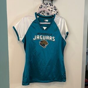 Ladies Jacksonville Jaguars NFL jersey style V-neck top
